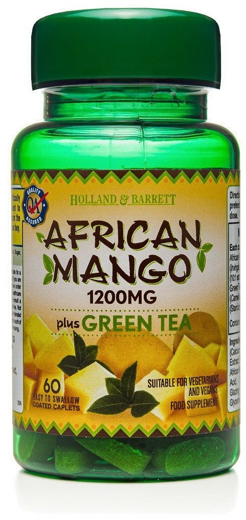 HOLLAND & BARRETT Afrykańskie Mango z Zieloną Herbatą HOLLAND&BERRETT, 1200 mg, 60 tapletek