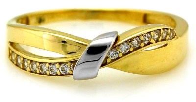 LOVRIN Złoty pierścionek 585 z cyrkoniami 1,78g PI2388