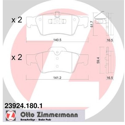 ZIMMERMANN Zestaw klocków hamulcowych, hamulce tarczowe 23924.180.1