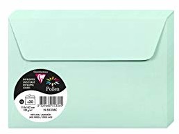 Clairefontaine Pollen 55336C opakowanie z 20 kopertami (w formacie C6, 114 x 162 mm, 120 g), zielony jadeitowy 55336C