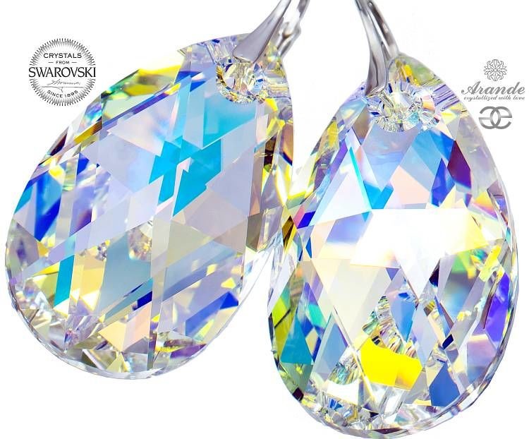 Swarovski duże KOLCZYKI Aurora Srebro