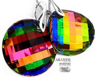 Swarovski piękne wyjątkowe kolczyki VITRAIL SREBRO