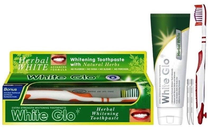 White Glo WHITE GLO Herbal Whitening Toothpaste 100ml + szczoteczka 80310-uniw