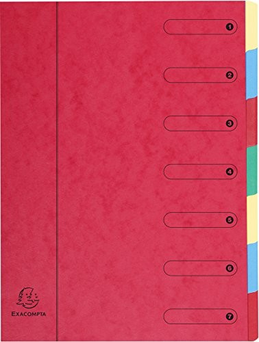 Exacompta 5107e teczka z otwartymi oknami karton Manila, A4, 400 G, zadrukowane Index, 12 przegródek Nature Future, czerwony 5107E