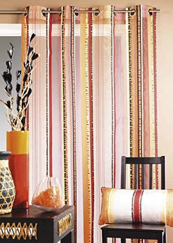 Homemaison Home Maison hm69222984 zasłona, organza, tkanina żakardowa, paski pionowe, szary, wymiary: 140 x 260 cm HM69222984