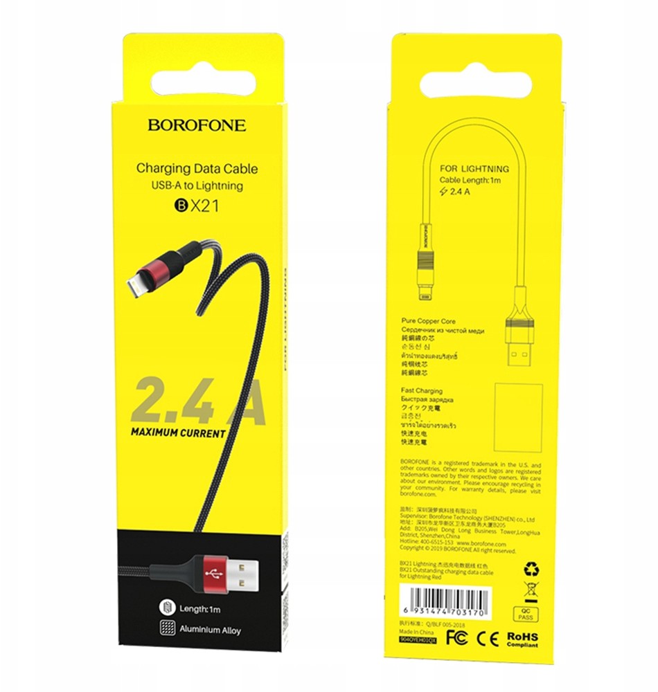 Borofone BX21 Outstanding kabel Usb do iPhone 2,4A