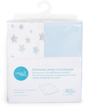 Ceba Baby Pokrowiec na przewijak 50x70-80 2szt Blue+Blue Stars
