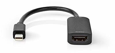 Nedis Kabel Mini DisplayPort - DisplayPort 1.4 - Wtyczka Mini DisplayPort - Wyjście HDMI - 48 Gbps - niklowany - 0,20 m - okrągły - PCW - czarny - Blister CCGB37654BK02