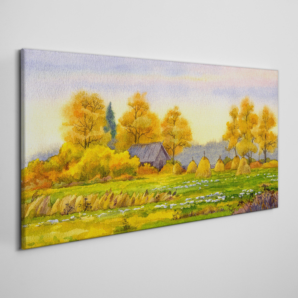 PL Coloray Obraz Canvas Malarstwo jesień wieś 140x70cm