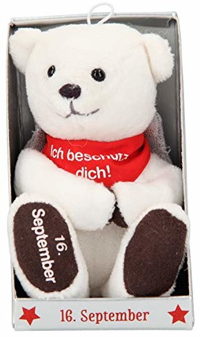 Depesche Depesche 8139.260 - Anioł Stróż pluszowy miś ok. 9 cm, z datą 16 września, prezent na urodziny, rocznicę lub ślub Depesche