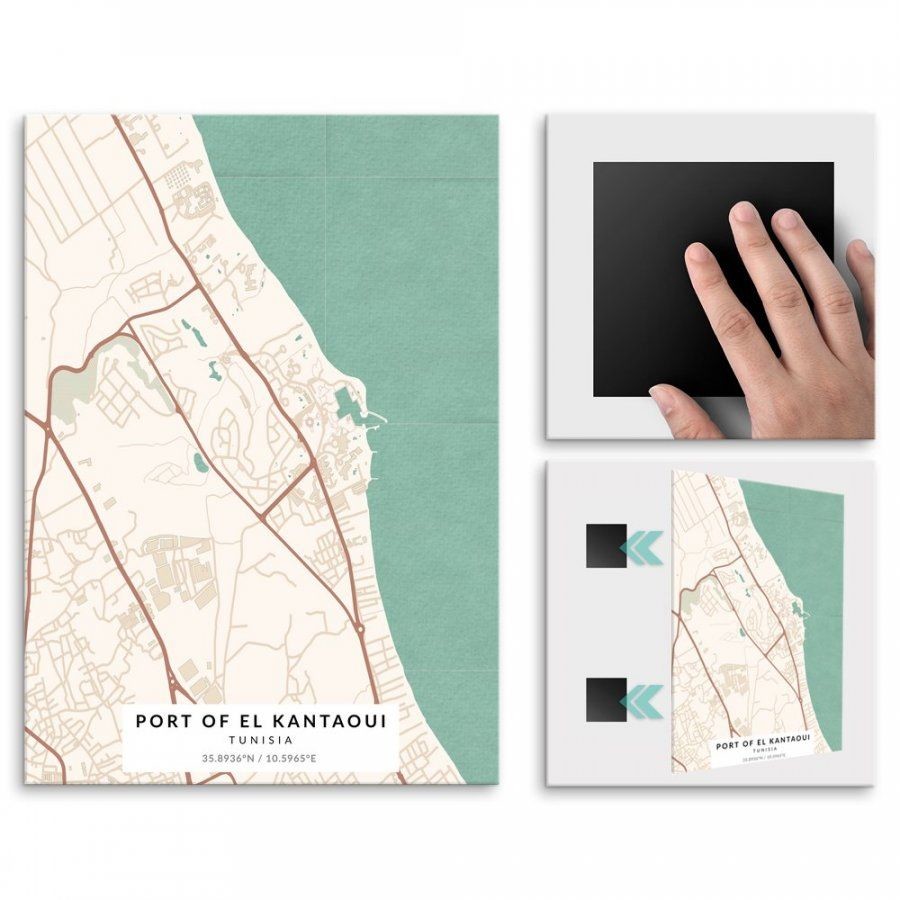 Pix4home Plakat metalowy Mapa Vintage Port el Kantaoui L POS-L-03887