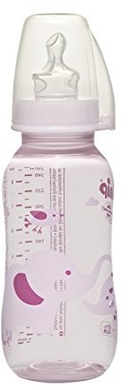NIP nip Standard butelka ze szkła z silikonowym smoczkiem anatomicznie, 0  6 miesięcy  różowy 35035