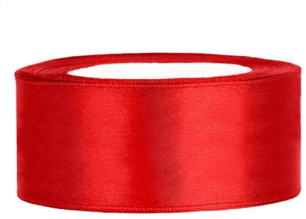 PartyDeco Tasiemka satynowa, czerwona, 25 mm / 25 m TS25-007