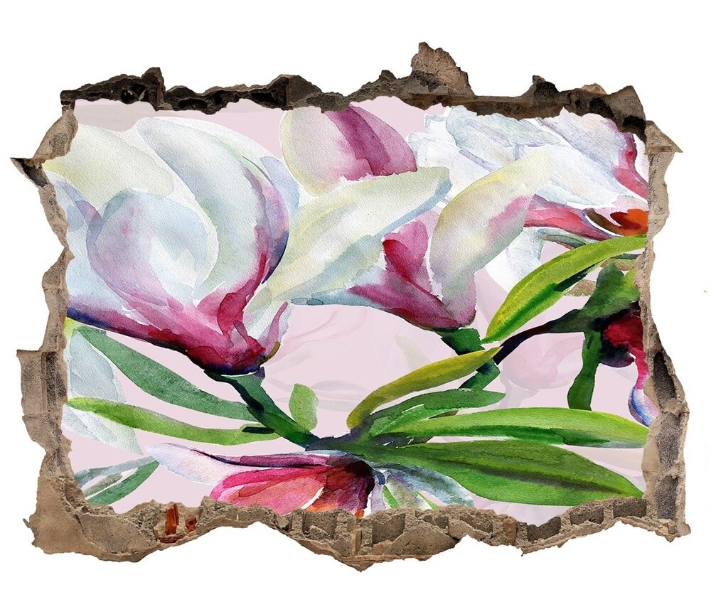 Wallmuralia.pl Naklejka 3D dziura na ścianę Kwiaty magnolii