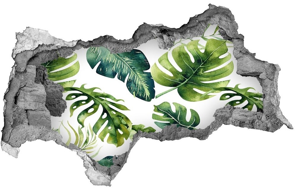 Wallmuralia.pl Naklejka 3D dziura na ścianę Tropikalne liście