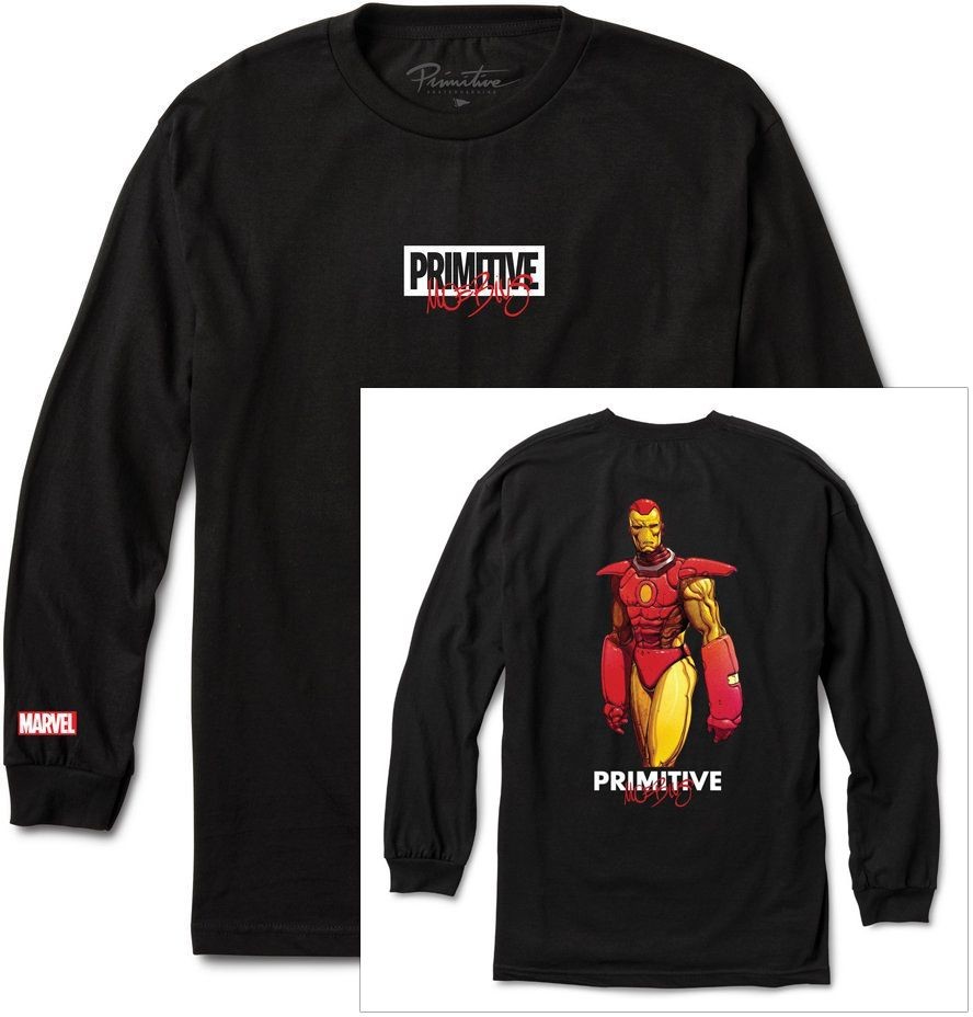 Marvel PRIMITIVE t-shirt PRIMITIVE x MOEBIUS) IRON MAN LS TEE Black