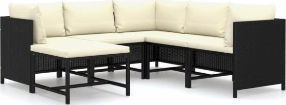 vidaXL 6-cz zestaw do ogrodu poduszki rattan PE czarny 3059787