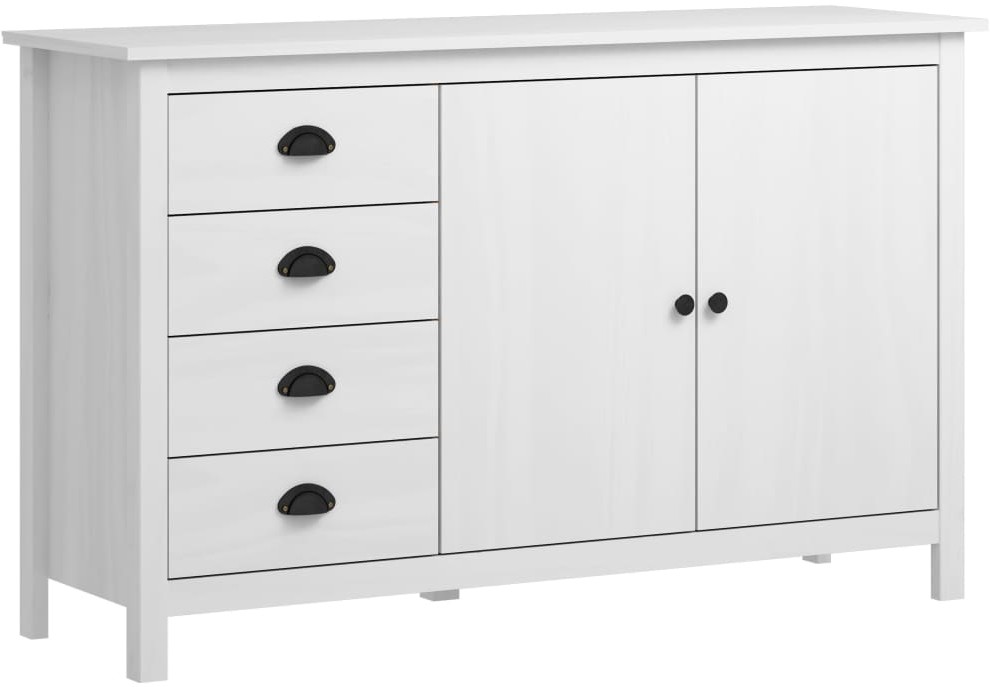 vidaXL Komoda Hill Range, biała, 130x40x80 cm, lite drewno sosnowe
