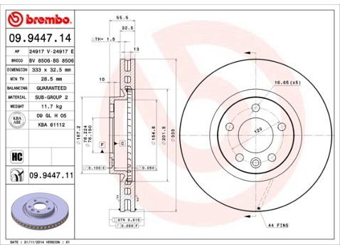 BREMBO Tarcza hamulcowa 09.9447.11