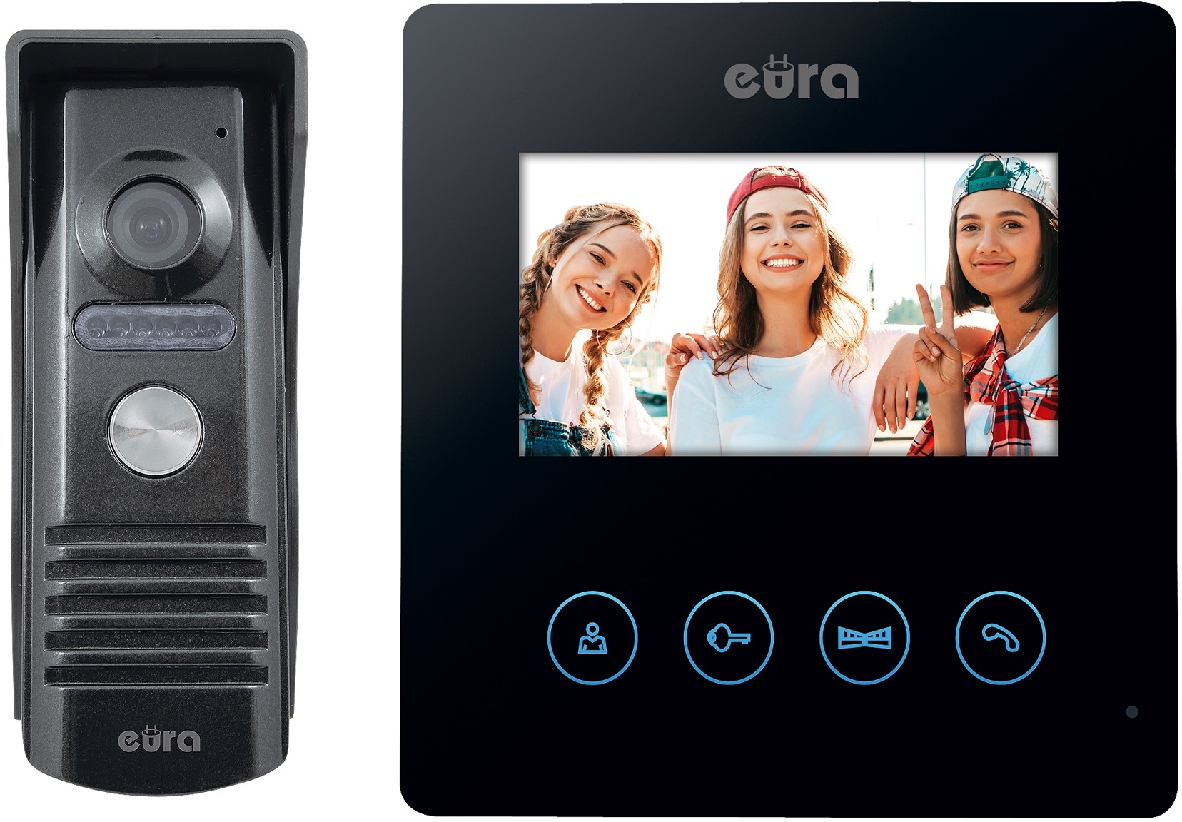 Eura Wideodomofon VDP-52A3 ATIRA czarny, ekran 4,3'', obsługa 2 wejść 5905548277301