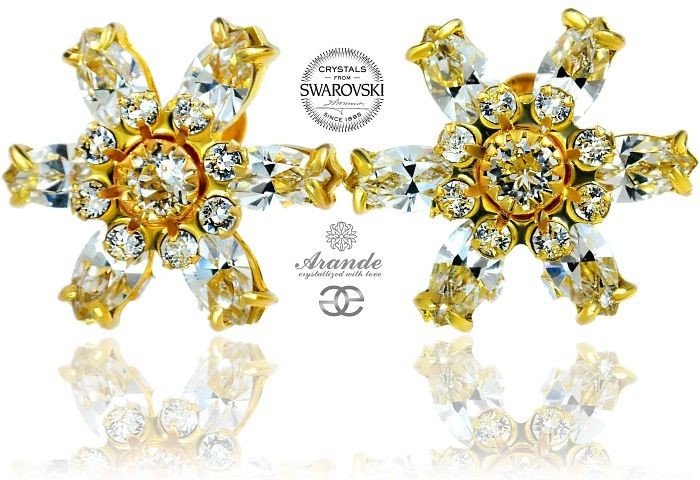 Swarovski Przepiękne Kolczyki Crystal Azure Gold