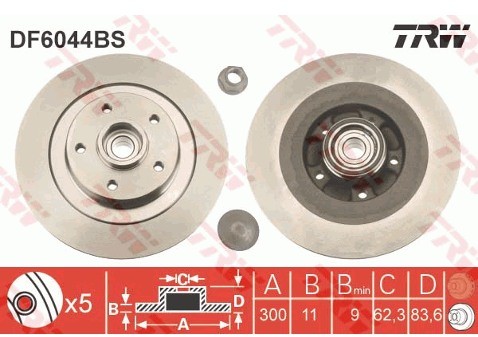 TRW Tarcza hamulcowa DF6044BS