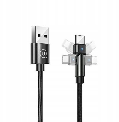 USAMS Kabel pleciony obrotowy U60 2A USB-C czarny/black 1m SJ477USB01 (US-SJ477)