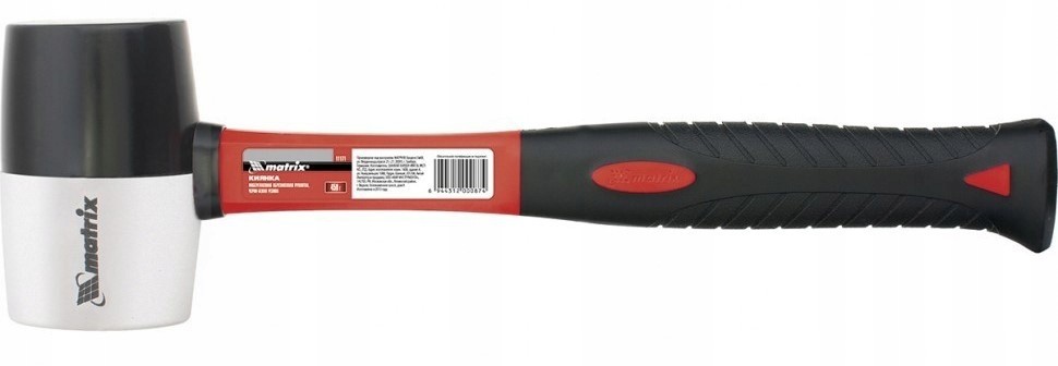 MODECO Młotek Gumowy Uchwyt Fiberglass 225g Czarno Biały