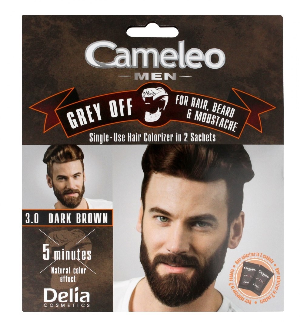DELIA Cosmetics Cameleo Men Krem koloryzujący do włosów,brody i wąsów nr 3.0 dark brown 15mlx2 103179