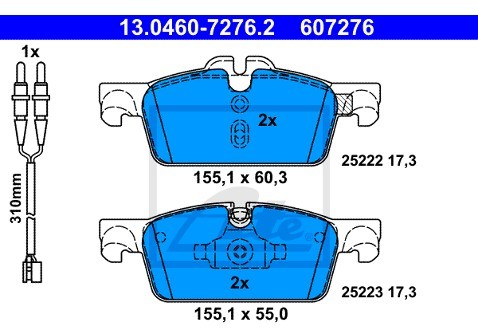 ATE KLOCKI HAM 13.0460-7276.2 PEUGEOT 508 1.6VTI 116KM 10-, 1.6HDI 112KM 10-, 2.0HDI 163KM 10- 13.0460-7276.2