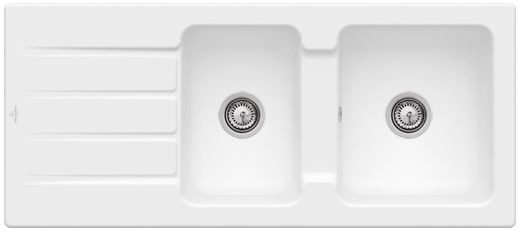Villeroy & Boch Villeroy&Boch Architectura 80 Zlewozmywak ceramiczny 1,5-komorowy CeramicPlus 116x51 cm do wbudowania z ociekaczem biały Stone White 338001RW