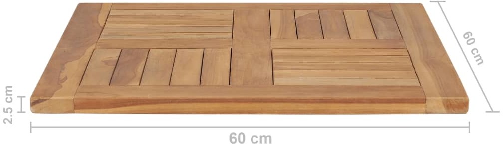 vidaXL Blat stołu, lite drewno tekowe, 60x60x2,5 cm vidaXL