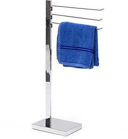 Relaxdays stojak na ręczniki, chromowany, wolnostojący z 3 ramionami obrotowymi z podstawą z tworzywa sztucznego, srebrny, wys. x szer. x głęb.: 78 x 18 x 25 cm 10020132