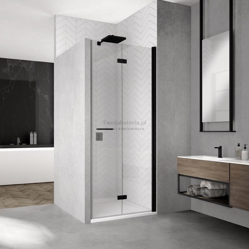 Ronal Black Solino F drzwi do wnęki składane 90 cm prawe czarne SOLF1D09000607