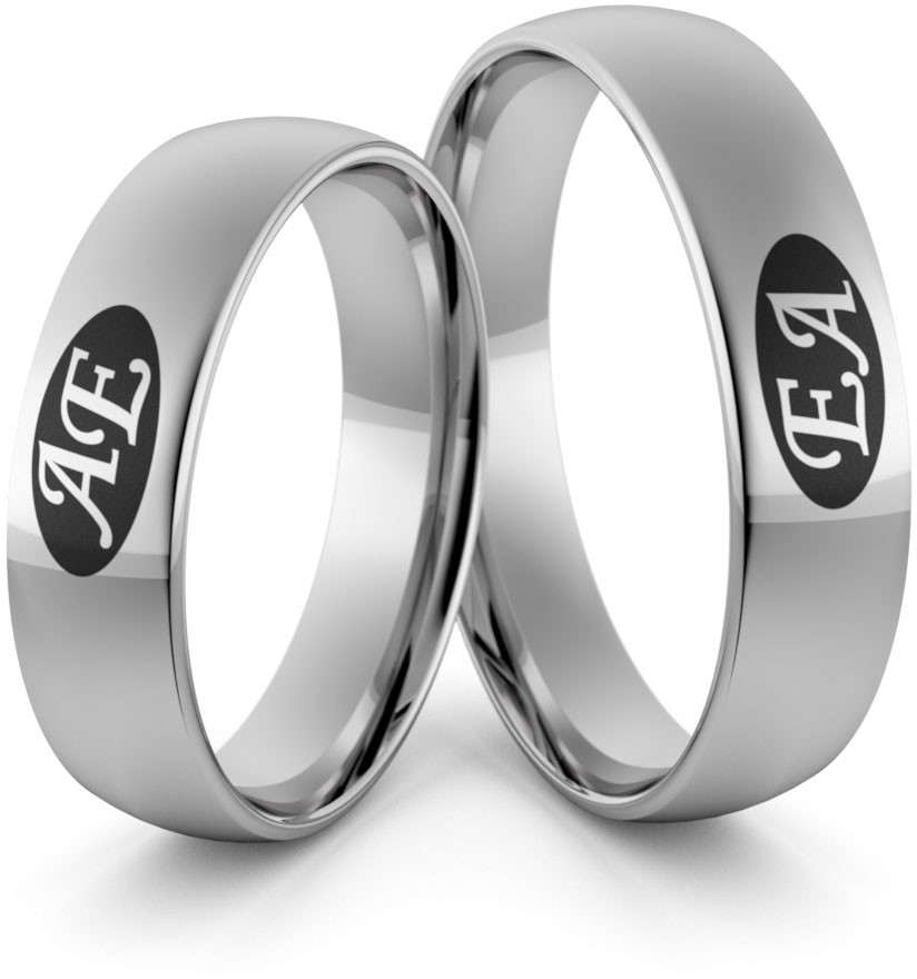 Eminence Obrączki ślubne palladowe z inicjałami i emalią - Pd-50 Pd-50-2