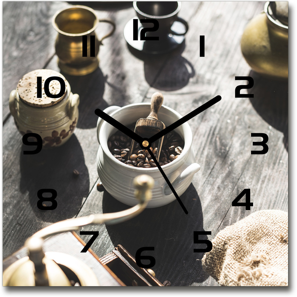 Zegar szklany kwadratowy Młynek do kawy