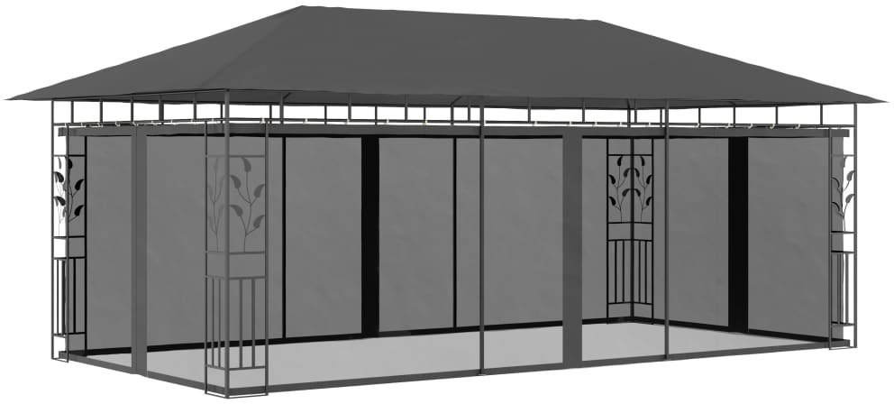 vidaXL Altana ogrodowa z moskitierą, 6x3x2,73 m, antracytowa 47974