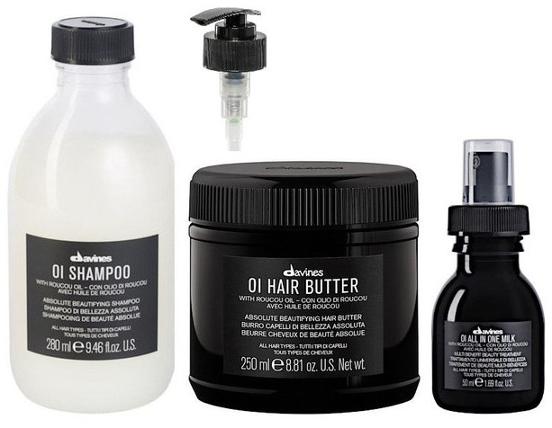 Davines zestaw: szampon z pompką + hair butter + mleczko 50 ml