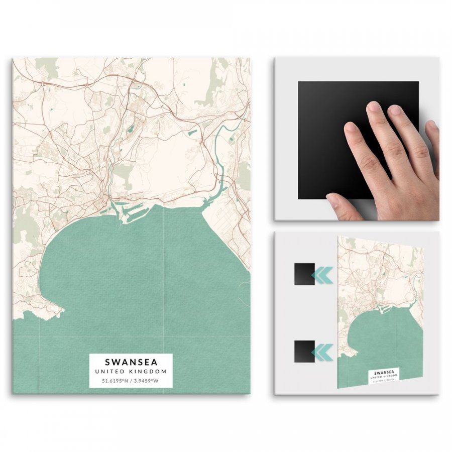 Pix4home Plakat metalowy Mapa Vintage Swansea L POS-L-04212