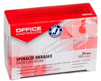 Office products OFFICE PRODUCTS Spinacze okrągłe 25mm, 100szt., srebrne 18082515-19
