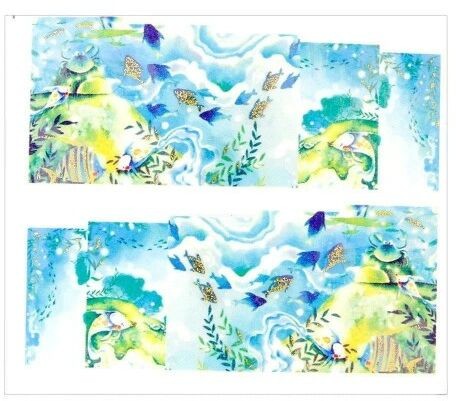Allepaznokcie Naklejki wodne do paznokci arkusz 6,5 x 5,5 cm na 10 palców yb Nr 741