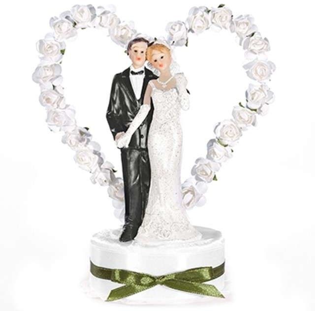 PartyDeco Para Młoda na tort 16 cm, biała, 1 szt. PMF44-008