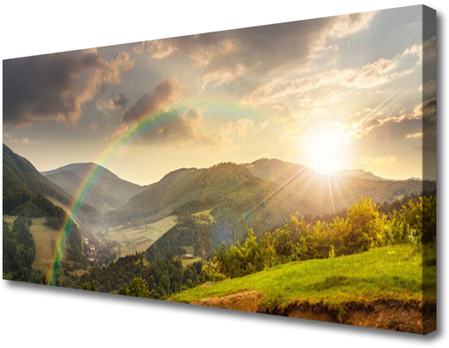 PL Tulup Obraz Canvas Łąka Góry Zachód Słońca 100x50cm
