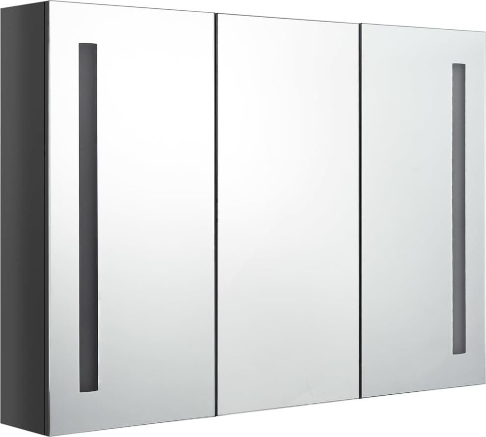 vidaXL vidaXL Szafka górna z lustrem i LED 89cm szara połysk 326528 326528