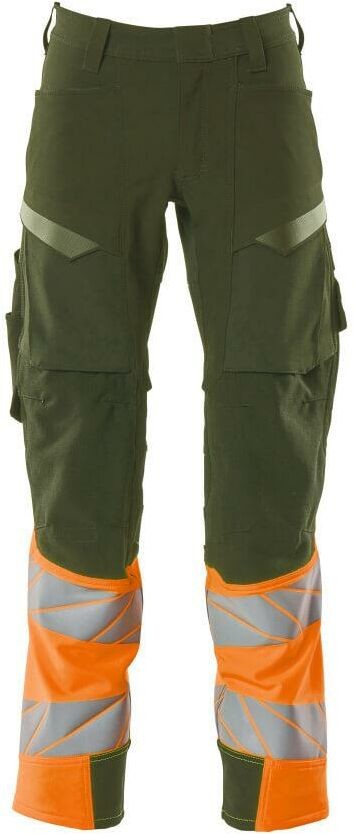 Mascot Workwear ACCELERATE SAFE SPODNIE Z KIESZENIAMI NA KOLANACH; ZIELONY MECH/POMARAŃCZ HI-VIS (82C62)