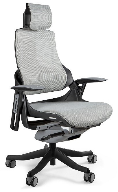 Unique Meble Fotel biurowy ergonomiczny z zagłówkiem WAU czarny/siatka 6 kolorów