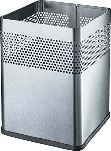 Helit h2515900 kwadratowy kosz na papier ze stali nierdzewnej, 18 L, srebrny