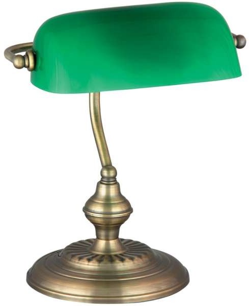 Rabalux Stojąca LAMPKA industrialna BANK 4038 metalowa LAMPA biurkowa dekoracyjna bankierska brąz zielona 4038