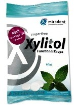 MIRADENT Xylitol Drops - przeciwpróchnicze cukierki z ksylitolem dla dzieci i dorosłych, 25 szt, smak mięta 350-uniw