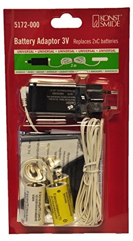 Konstsmide , 5172  000, adapter sieciowy do baterii artykuły firmy Konstsmide z bateriami 2 X C 1.5 V, 3 V, biały kabel 5172-000